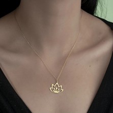 Özer Gümüş 925 Ayar Gümüş Zincirli Şık Lotus Kolye [ Özel Kutulu, Hediyelik Takı ]