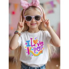 BarsDepo I Love K-Pop Baskılı Oversize Tişört Çocuk / Yetişkin
