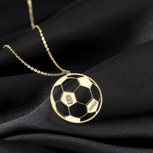 Özer Gümüş 925 Ayar Gümüş Zincirli Kişiye Özel Futbol Topu Kolye [ Özel Kutulu, Hediyelik Takı ]