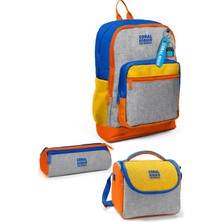 Coral High Kids Gri Turuncu Renkli 3’lü Okul Çanta Seti SET0133221