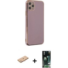 Marsilyan™- iPhone 11 Pro Max Kılıf Yankı Serisi - Siyah 360 Mat Full Body Arka Koruyucu + Renkli Kamera Lens Koruma Cam - Pe