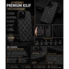 General iPhone 15 Pro Max Uyumlu Lv Desenli Premium Siyah Kılıf