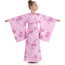 Tülü Akkoç Pembe Japon Kız Çocuk Kimono Kostümü