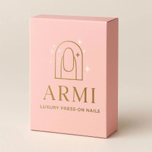 Armi Beauty 24'lü Takma Tırnak & Yapıştırıcı Set Bordo Renk Çiçek Desenli