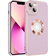 MarkEntegra Case 4u Apple iPhone 14 Kılıf Kamera Korumalı Parlak Kenarlı Altın Işlemeli Renkli Logo Gösteren Kongo Kapak Mor