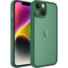MarkEntegra Case 4u Apple iPhone 14 Plus Kılıf Kamera Korumalı Parlak Tasarımlı Renkli Darbe Emici Transparan Post Kapak Koyu Yeşil