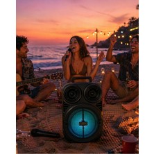 Sayarmarkt Taşınabilir Bluetooth Speaker Mikrofonlu Karaoke Hoparlör Rgb Işıklı 6.5 Inç Güçlü Ses