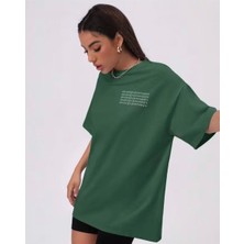Nigrum Pardus Nıgrum Pardus Yeni Sezon Alfabe Harfler Baskılı %100 Pamuk Büyük Beden Kadın T-Shirt