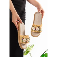 Tekin Shoes Boncuklu Hasır Terlik