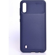 MarkEntegra Case 4u M10 Uyumlu Kılıf Rugged Armor Karbon Desenli Lüx Negro Silikon Arka Kapak Lacivert