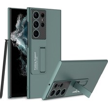 MarkEntegra Case 4u Samsung Galaxy S23 Ultra Uyumlu Kılıf Kamera Korumalı Standlı Ays Soft Arka Kapak Koyu Yeşil
