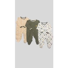 Waka Waka Kids Store Sevimli Dostlar Desenli Unisex 3'lü Bebek Tulum Seti – Çıtçıt Kapama & Patikli
