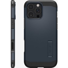 MarkEntegra Spigen iPhone 16 Pro ile Uyumlu Ekstra Dayanıklı Magsafe Kılıf Tough Armor Ai T Force Kamera Butonu Hava Kanalı Teknolojisi™ Askeri Sınıf Koruma Kickstand'lı Metal Slate Çift Katman Kapak - ACS08511