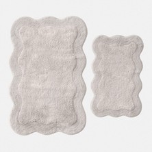 Ecocotton Sara 2'li Banyo Paspas Seti %100 Pamuk Açık Gri 40X60-60X90