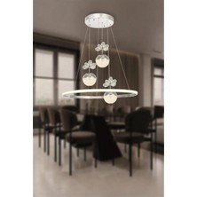 3+1 Çember Şeker Toplu Krom Gümüş LED Modern Sarkıt Avize