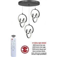 Ilgaz 3 Lü Imza Ledli Siyah Kasa Sarkıt Avize Dimmer Uzaktan Kumandalı