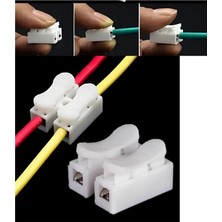 Klemens 2 Li Geçmeli Mandallı, Vidasız, Basmalı Tipi, 2 Pin, 50'li Paket, Elektrik Bağlantı Malzemesi