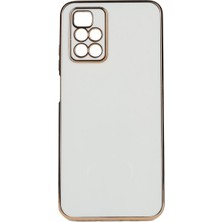 MarkEntegra Case 4u Xiaomi Redmi 10 2022 Kılıf Kamera Korumalı Parlak Gold Kenarlı Yumuşak Silikon Kapak Bark Beyaz
