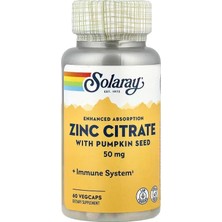 Solaray Zinc Citrate With Pumpkin Seed Immune System 60 Vegcaps