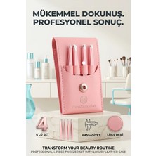 Creatividad Solutions Profesyonel Kaş Alma Cımbız Seti - 4'lü Paslanmaz Çelik ve Özel Deri Taşıma Çantalı 723129