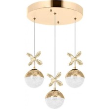 3'lü Şeker Toplu Rose Gold 3 Renk Ledli Sarkıt Avize