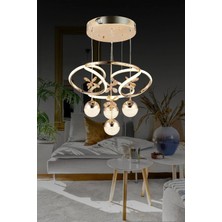 Pars 4 Toplu Rose Gold Sarkıt 3 Renk Kristal Taşlı LED Avize