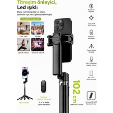 Deanb 450MAH Akıllı Gimbal Tripod Bluetooth Selfie Çubuğu LED Işıklı Titreşim Önleyici Alüminyum