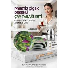 Creatividad Solutions 6'lı Çiçek Desenli Kırılmaz Çay Tabağı Seti | Lüks Plastik Sunum Tabağı 723189