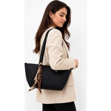 Güneş Kadın Mini Tote Bag Omuz Çantası Fular Detaylı Günlük Şık El ve Omuz Çantası