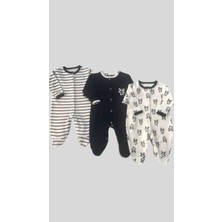 Waka Waka Kids Store Sevimli Panda Baskılı Çıt Çıt Kapamalı Patikli 3lü Ünisex Tulum