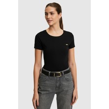 U.S. Polo Assn. Kadın Siyah Bisiklet Yaka Basic Tişört 50321809-VR046