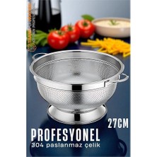 Northcity 304 Paslanmaz Çelik Ayaklı Kevgir - Profesyonel 27CM Makarna Süzgeci