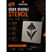 Major Hobi Minimal Çiçek Desenli Stencil Şablon  Dekoratif Boyama Kalıbı