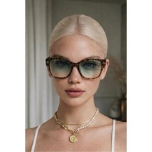 Ren Eyewear Liora Haze Leopar Desenli Kare Güneş Gözlüğü Yeşil Degrade Cam – UV400 Korumalı Köşeli Yeni Sezon