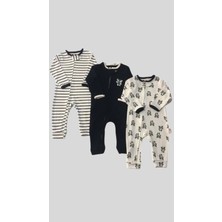 Waka Waka Kids Store Sevimli Panda Baskılı Fermuar Kapamalı 3lü Ünisex Tulum
