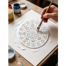 Major Hobi Mandala Desenli Yuvarlak Stencil Şablon  Dekoratif Boyama Kalıbı