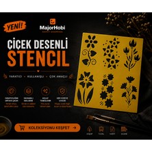 Major Hobi Çiçek Desenli Stencil Şablon Seti  Dekoratif Boyama Kalıbı