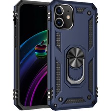 Mey İthalat Mey Ithalat®   iPhone 12 Kılıf Sofya Yüzüklü Silikon Kapak - Lacivert