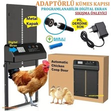 Ucuzcu Market Zaman Ayarlı Digital Ekran Kümes Kapısı Adaptörlü ve Şarjlıdır.(Sıkışma Önleyici)