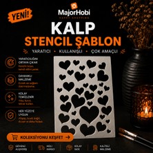 Major Hobi Kalp Desenli Stencil Şablon  Dekoratif Boyama ve Hobi Kalıbı