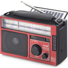 Skygo Bluetooth Solar Panelli Fm Radyo USB Tf Nostaljik Hoparlör - Kırmızı Siyah NS9952BTS