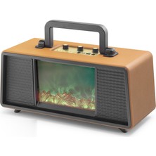 Skygo Bluetooth Solar Panelli Fm Radyo USB Tf Nostaljik Hoparlör Rgb Alev Efektli - Kahverengi FP391S