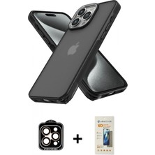 Marsilyan™- iPhone 14 Pro Max Kılıf Atlas Form - Siyah 6d Mat Seramik Hayalet Nano Ekran Koruyucu + Pvd Metal Kamera Lens - Tu