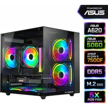 Xaser Sage X50 AMD R5 7500F/ASUS A620M-K/ASUS 8GB GDDR7 RTX5060/512GB M.2/16GB DDR5 Ram Masaüstü Oyuncu Bilgisayarı