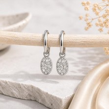 Hotchıc 925 Ayar Oval Taşlı Halka Gümüş Küpe
