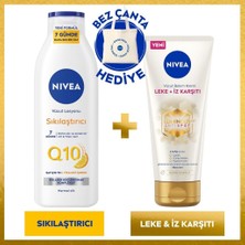Nivea Q10 Sıkılaştırıcı Losyon 250ML ve LUMINOUS630 Leke Çatlak Karşıtı Vücut Kremi 200ML, Çanta Hediye