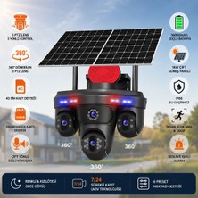 Heiman HM-878 3 Lens 3ptz 4g Sim Kartlı 2 Güneş Panelli Kamera Siyah