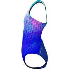 Speedo Mavi Kız Çocuk Desenli Yüzücü Mayosu 8-003733002-SPEEDO Prnt Powerback