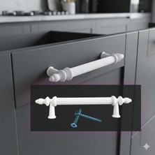 Adem Koç Kumru 64 mm Mat Beyaz Çekmece Dolap Mobilya Kulpu Sert Plastik Polimer