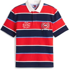 Tommy Jeans Kırmızı Erkek Standart Fit Çizgili Polo T-Shirt DM0DM22702XL8 Kırmızı Polo T-Shirt